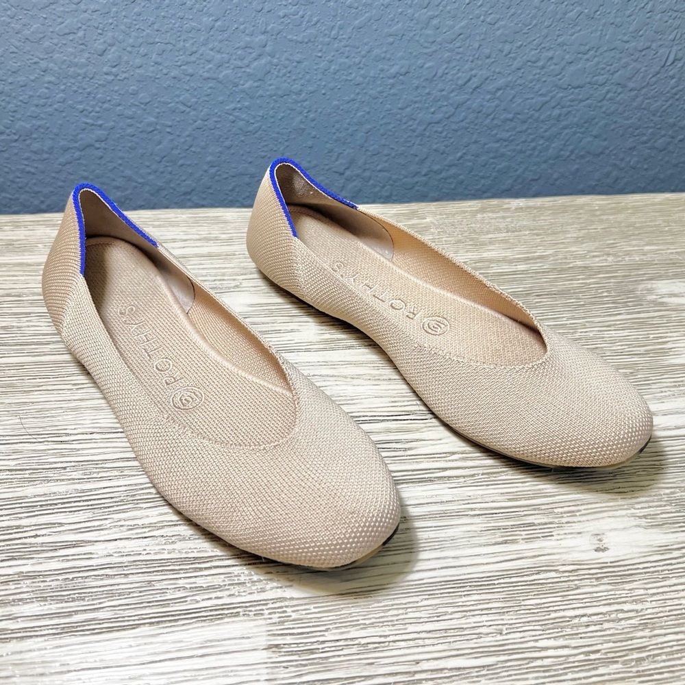 Rothy's Beige and Blue Women's Flats